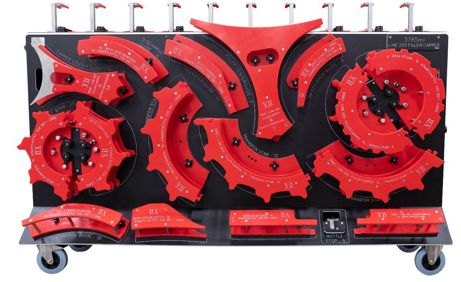Change Part cart with red Change parts loaded on it