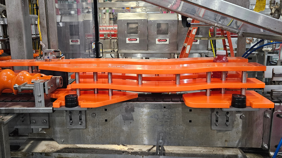 Downed Bottle reject into infeed timing screw