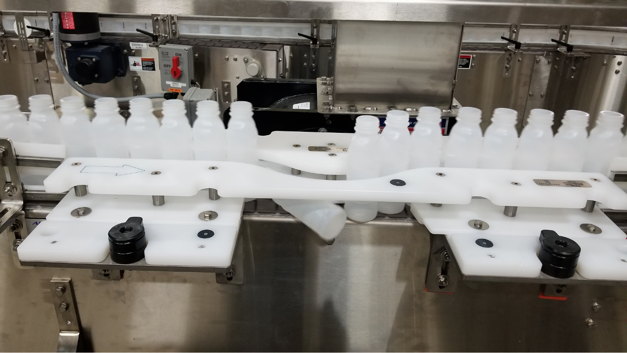 White Downed Bottle Reject System with PET Bottles
