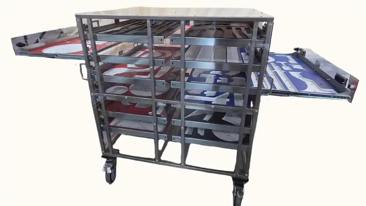Double Sided Mobile 5 S Storage Cabinet Drawers Opened